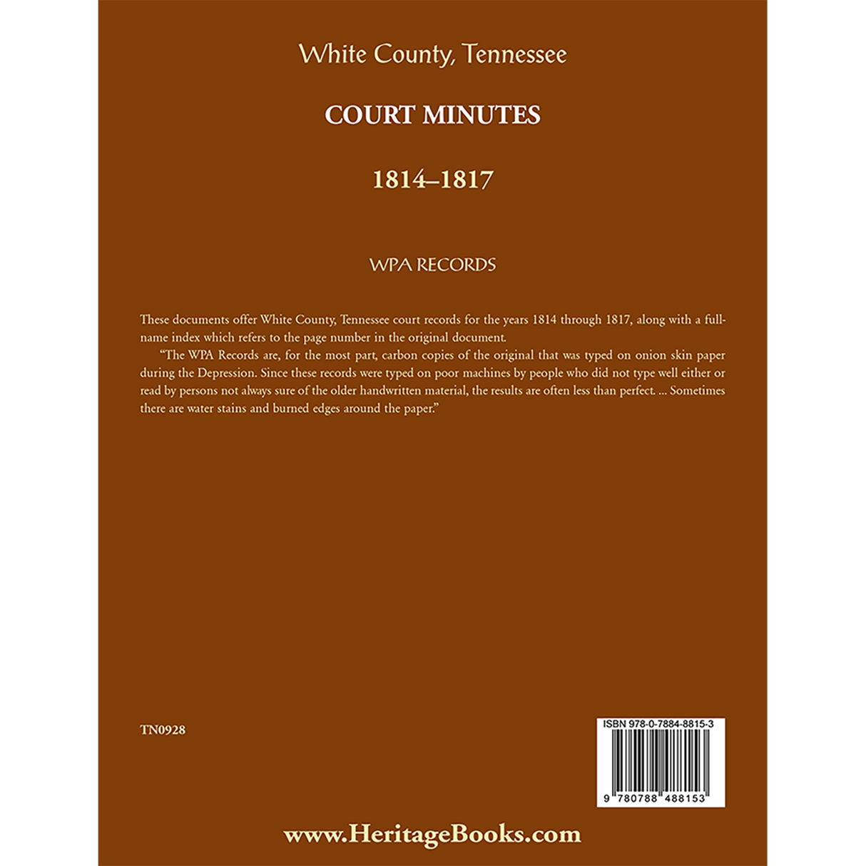 White County, Tennessee Court Minutes, 1814-1817
