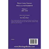 Warren County, Tennessee Wills and Settlements, Volume 3, 1887-1910 back cover