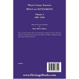 Warren County, Tennessee Wills and Settlements, Volume 3, 1887-1910 back cover