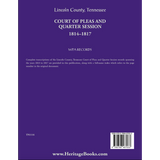 Lincoln County, Tennessee Court of Pleas and Quarter Session, 1814-1817 back cover