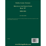 Bradley County, Tennessee Minutes of the Circuit Court, Book “B”, 1838-1841 back cover