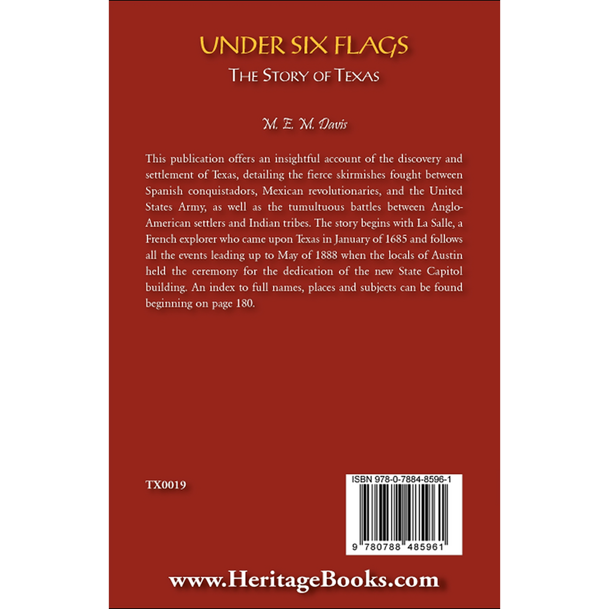 Under Six Flags: The Story of Texas back cover