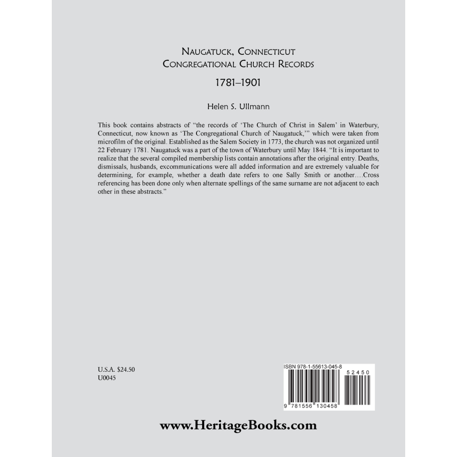 Naugatuck [New Haven County], Connecticut Congregational Church Records, 1781-1901 back cover