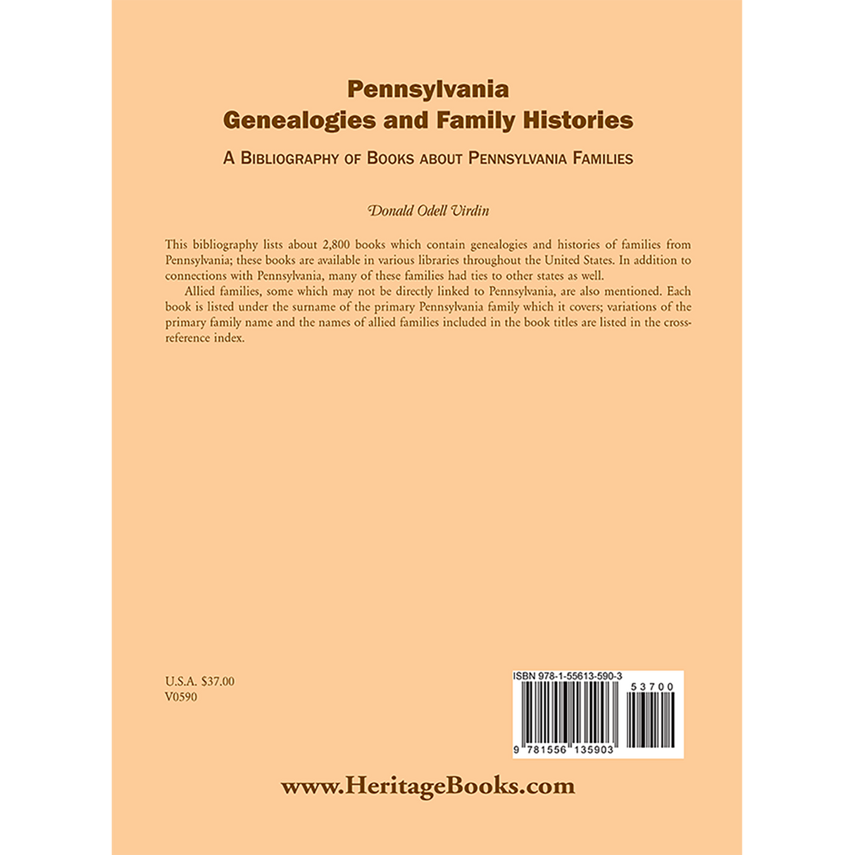 Pennsylvania Genealogies and Family Histories: A Bibliography of Books about Pennsylvania Families back cover