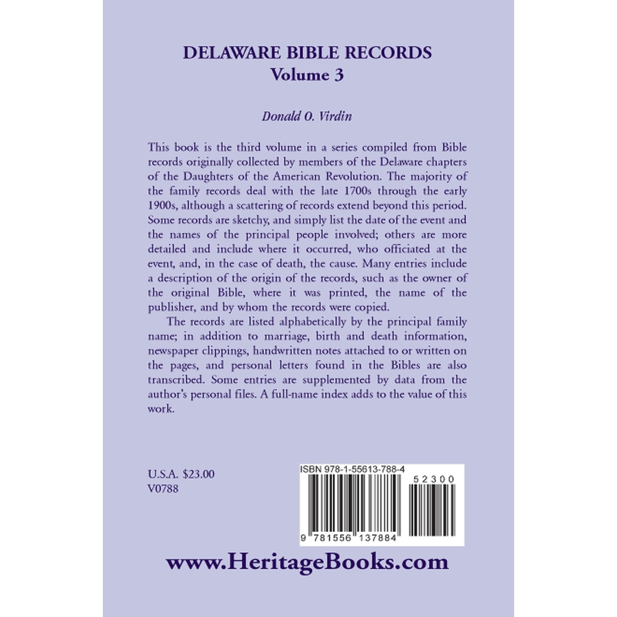 Delaware Bible Records, Volume 3 back cover