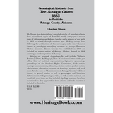 Genealogical Abstracts From The Autauga Citizen, 1853, in Prattville, Autauga County, Alabama back cover