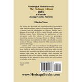 Genealogical Abstracts From The Autauga Citizen, 1854, in Prattville, Autauga County, Alabama back cover