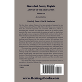 Shenandoah County, Virginia: A Study of the 1860 Census, Volume 1A Revised Edition back cover