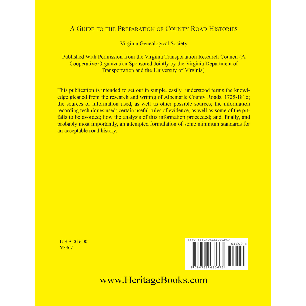 A Guide to the Preparation of County Road Histories back cover