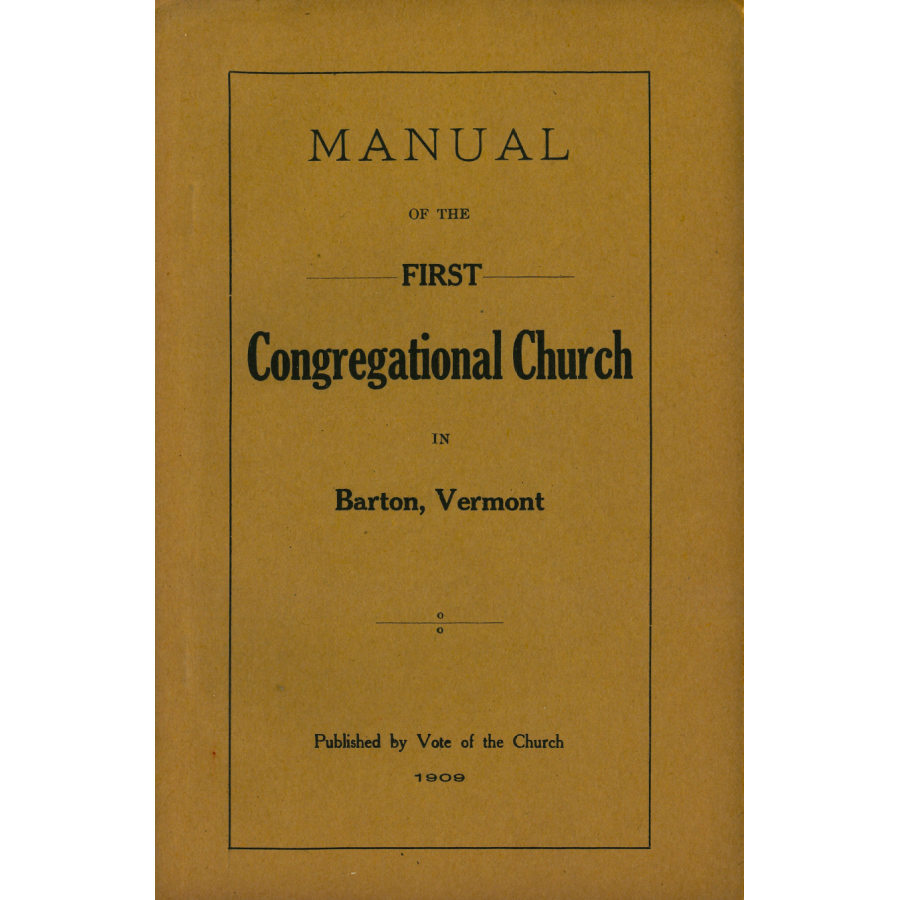 Manual of the First Congregational Church in Barton, Vermont
