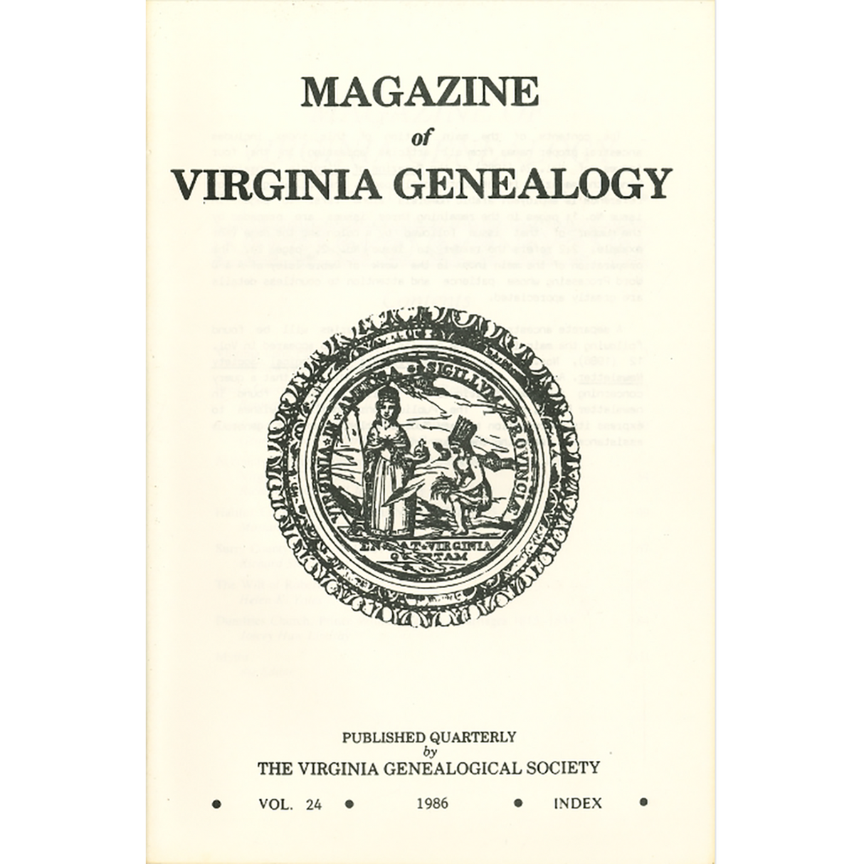 Magazine of Virginia Genealogy: Volume 24, index