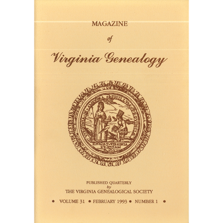 Magazine of Virginia Genealogy, Volume 31, Number 1, 1993