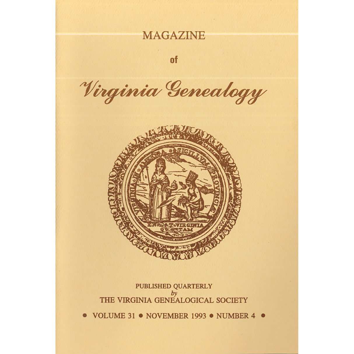 Magazine of Virginia Genealogy, Volume 31, Number 4, 1993