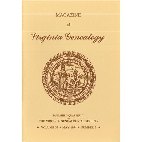 Magazine of Virginia Genealogy, Volume 32, Number 2, 1994