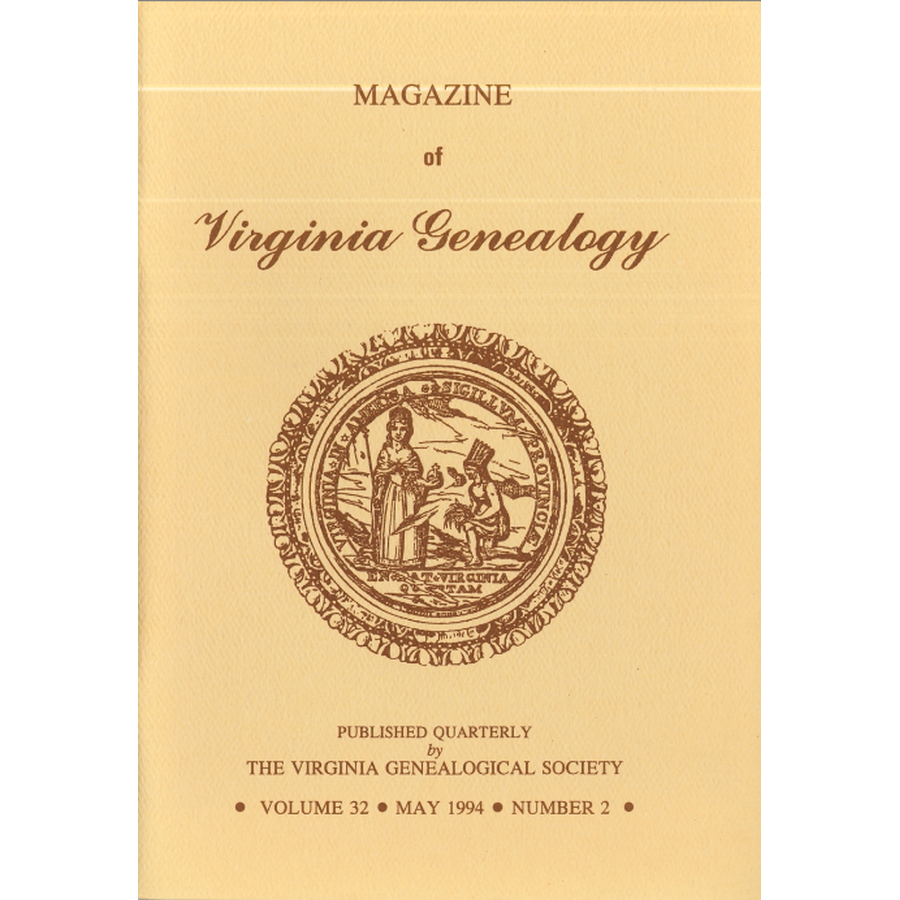 Magazine of Virginia Genealogy, Volume 32, Number 2, 1994
