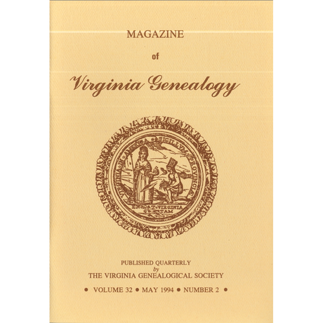 Magazine of Virginia Genealogy, Volume 32, Number 2, 1994