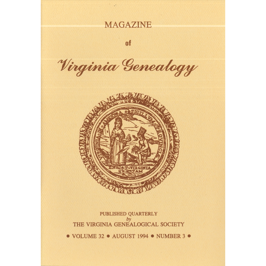 Magazine of Virginia Genealogy, Volume 32, Number 3, 1994