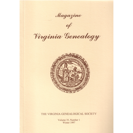 Magazine of Virginia Genealogy, Volume 35, Number 1, 1997