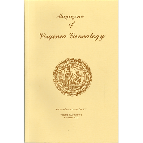 Magazine of Virginia Genealogy: Volume 40, no. 1