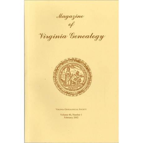 Magazine of Virginia Genealogy: Volume 40, no. 1