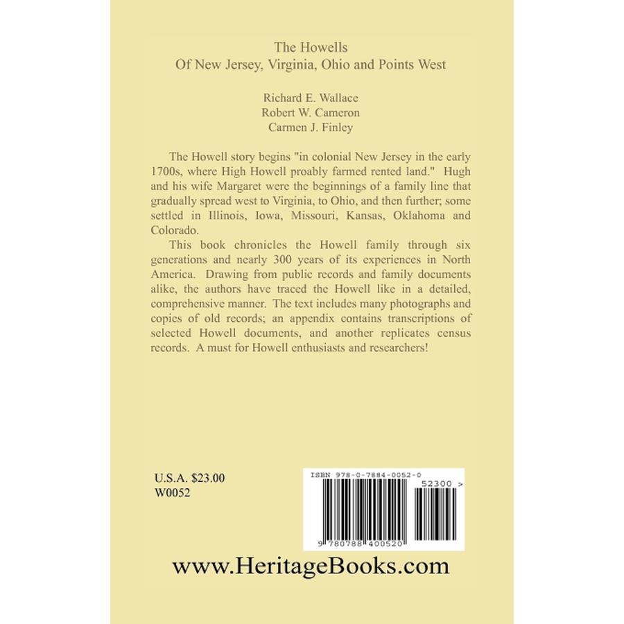 back cover of The Howells of New Jersey, Virginia, Ohio and Points West