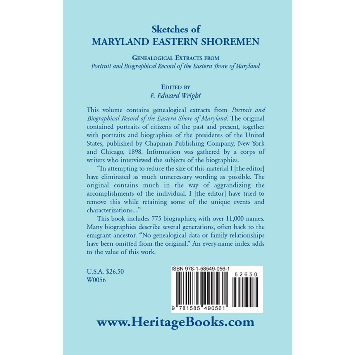 Sketches of Maryland Eastern Shoremen back cover