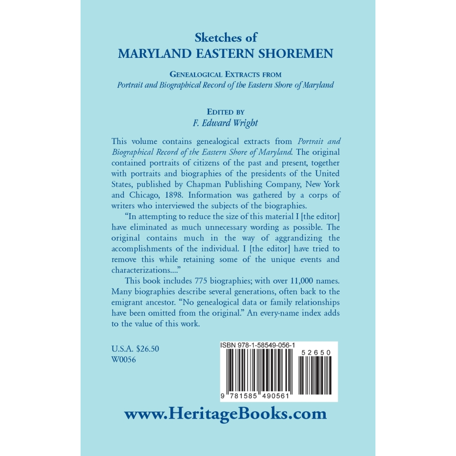 Sketches of Maryland Eastern Shoremen back cover