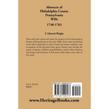 Abstracts of Philadelphia County, Pennsylvania Wills, 1748-1763 back cover