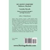 Mt. Olivet Cemetery, Baltimore, Maryland, Caretaker Records, Volume 3: Sections K through S and Single Interments back cover