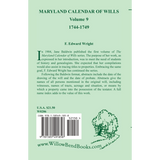 Maryland Calendar of Wills, Volume 9: 1744-1749 back cover