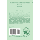 Maryland Calendar of Wills, Volume 9: 1744-1749 back cover