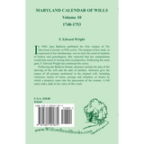 Maryland Calendar of Wills, Volume 10: 1748-1753 back cover