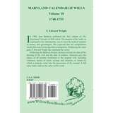 Maryland Calendar of Wills, Volume 10: 1748-1753 back cover