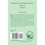 Maryland Calendar of Wills, Volume 15: 1772-1774 back cover