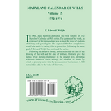 Maryland Calendar of Wills, Volume 15: 1772-1774 back cover