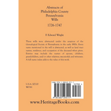 Abstracts of Philadelphia County, Pennsylvania Wills, 1726-1747 back cover