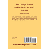 Early Church Records of Bergen County, New Jersey, 1740-1800 back cover