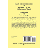 Early Church Records of Alexandria City and Fairfax County, Virginia back cover