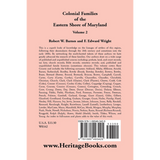 Colonial Families of the Eastern Shore of Maryland, Volume 2 back cover