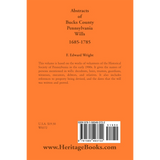 Abstracts of Bucks County, Pennsylvania, Wills 1685-1785 back cover