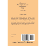 Abstracts of Philadelphia County, Pennsylvania Wills, 1777-1790 back cover