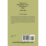 Abstracts of Philadelphia County, Pennsylvania Wills, 1802-1809 back cover