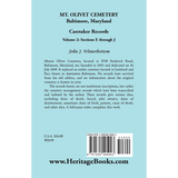 Mt. Olivet Cemetery, Baltimore, Maryland, Caretaker Records, Volume 2: Sections E through J back cover