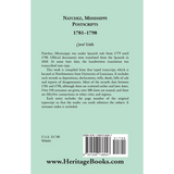 Natchez Postscripts, 1781-1798 back cover