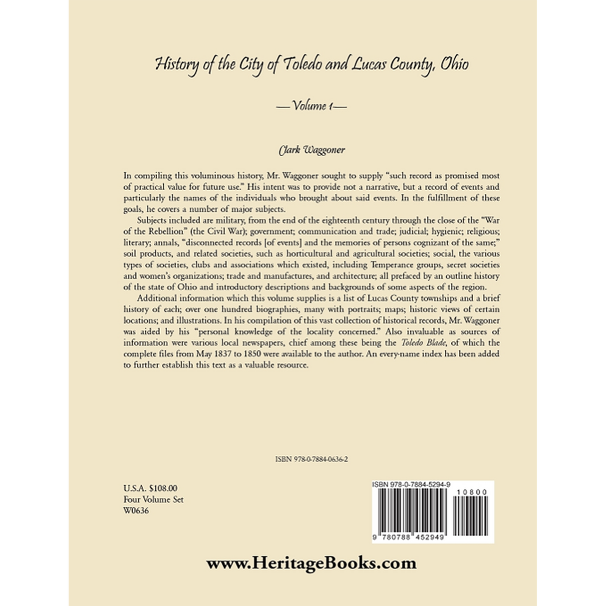 History of the City of Toledo and Lucas County, Ohio, Volume 1 back cover