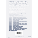 Colonial Families of the Eastern Shore of Maryland, Volume 9 back cover