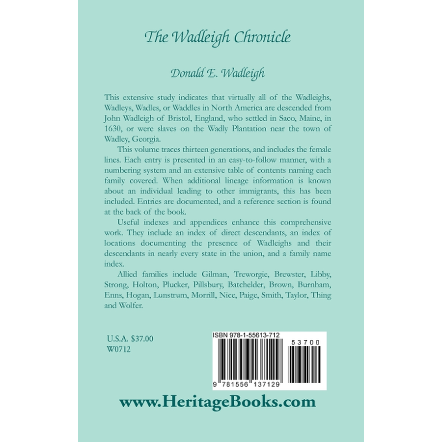 The Wadleigh Chronicle back cover