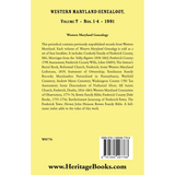 Western Maryland Genealogy, Volume 7, 1991 back cover