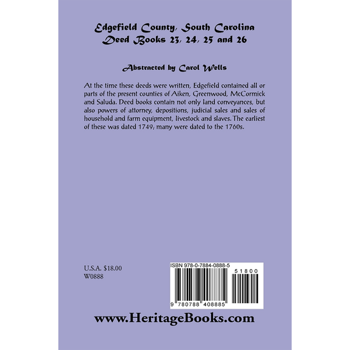 Edgefield County, South Carolina, Deed Books 23, 24, 25 and 26 back cover