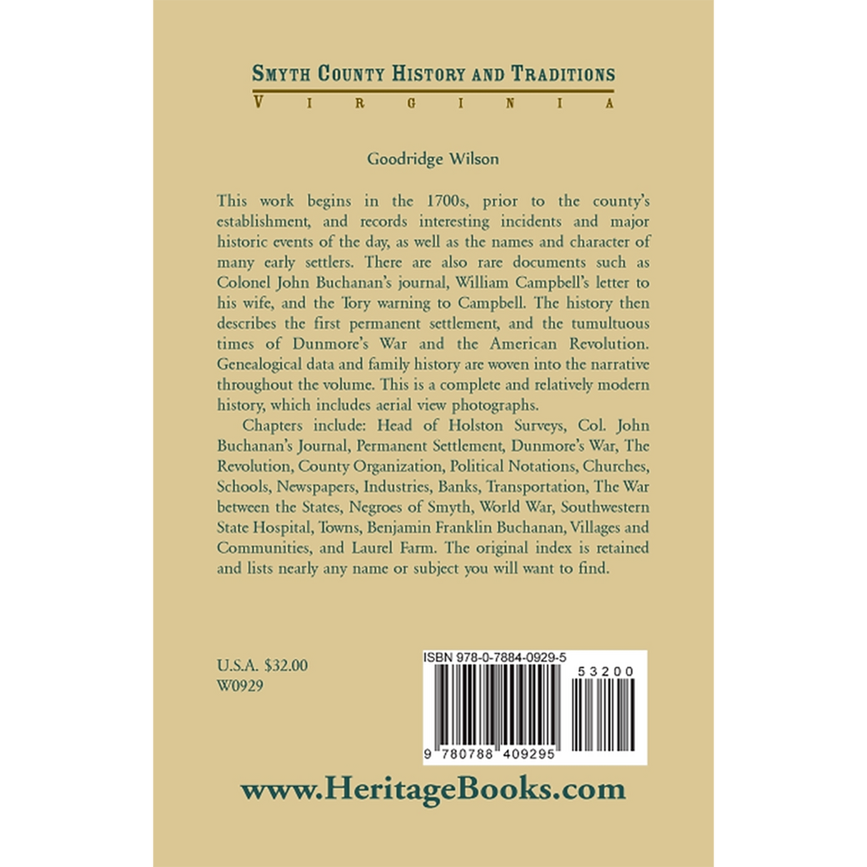 Smyth County [Virginia] History and Traditions back cover